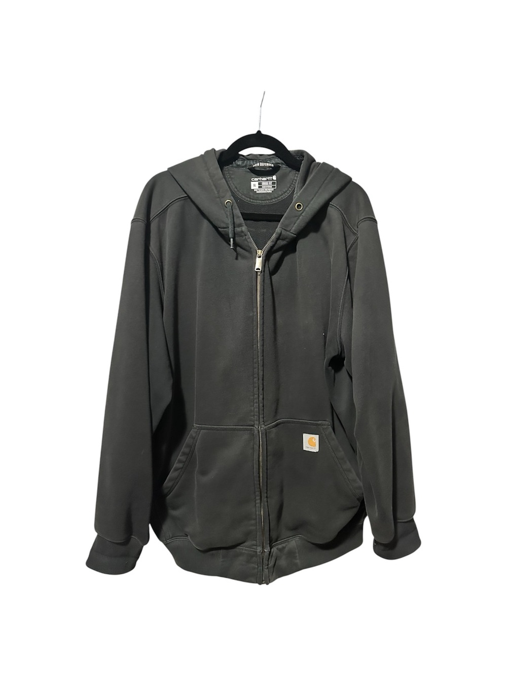 Carhartt Black Full-Zip Hooded Rain Defender Jacket XL